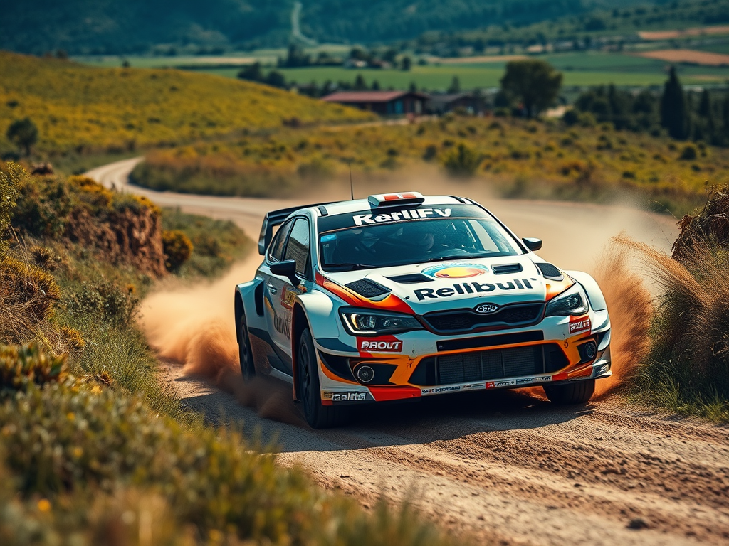 Auto de rally pasando por caminos de tierra